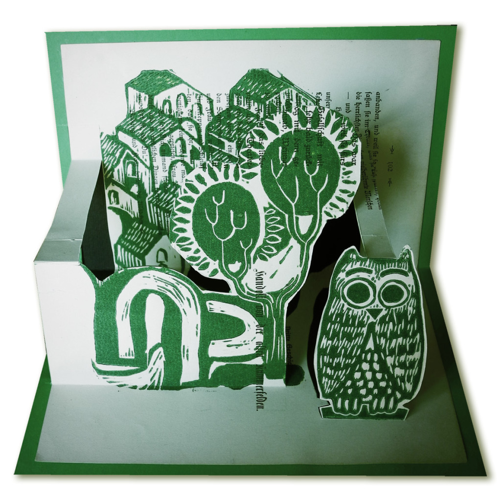 pop up da stampa xilografica